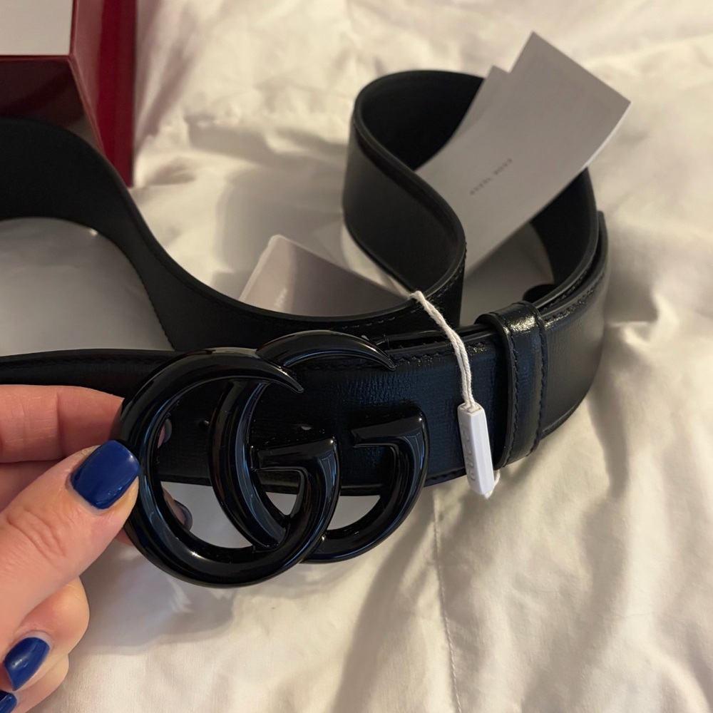 Gucci Black Wide Leather Belt